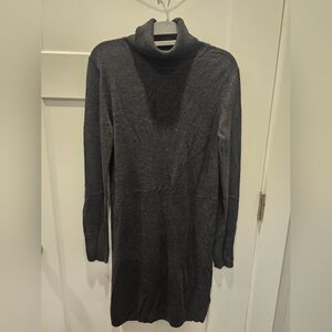 Adrienne Vittadini Turtleneck Sweater Dress Small Charcoal Gray Long Sleeve Soft